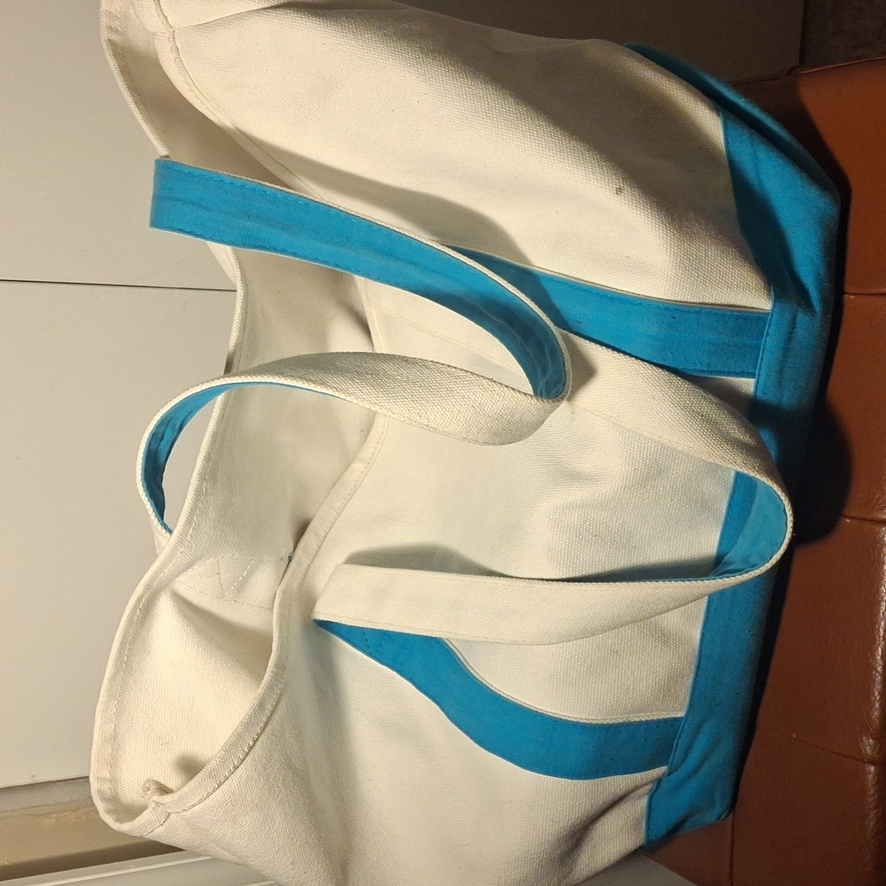 Black Dog Canvas Tote Bag with Blue Accents - Picture 3 of 8
